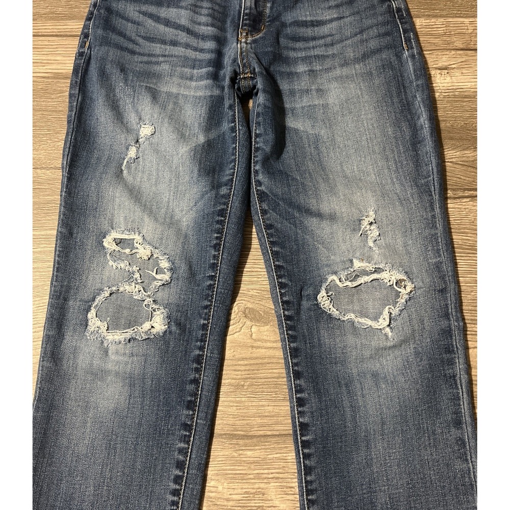 Judy Blue Boyfriend Fit‎ Mid Rise Distressed Tapered Jeans Size 5/27 (27x29) - Picture 5 of 11